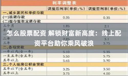 怎么股票配资 解锁财富新高度：线上配资平台助你乘风破浪